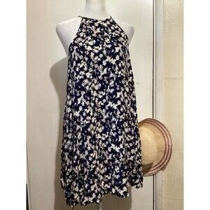 Talula Cosmio Midi Floral Backless Dress Sleeveless Navy Blue XS